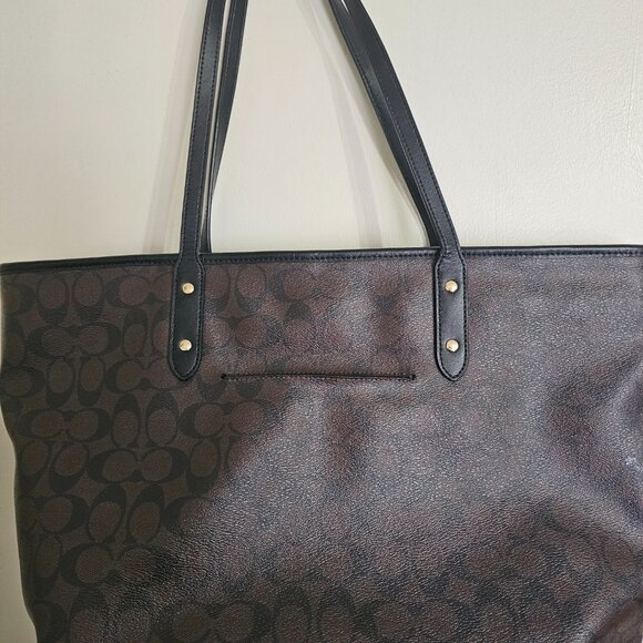 COACH Signature Canvas Tote Bag - Brown and Black - Picture 4 of 12